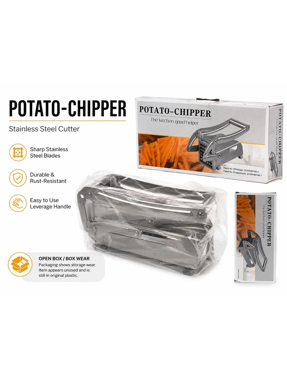 Heavy Duty Stainless Steel Potato Chipper - Kitchen Helper